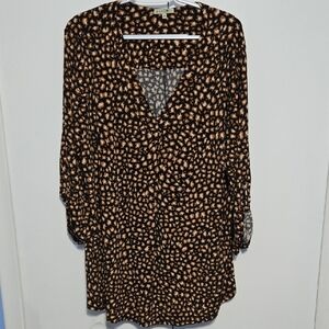 Beacon Black‎ and Tan Leopard Print 3/4 Sleeve Top